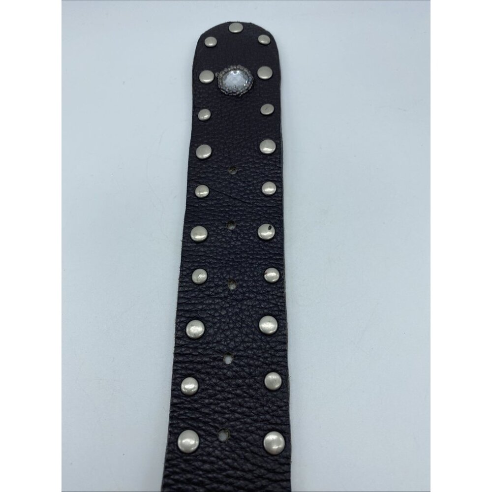 Brown Genuine Leather Belt F 20105 Women's Size M Stones, and Rivets - Picture 10 of 13